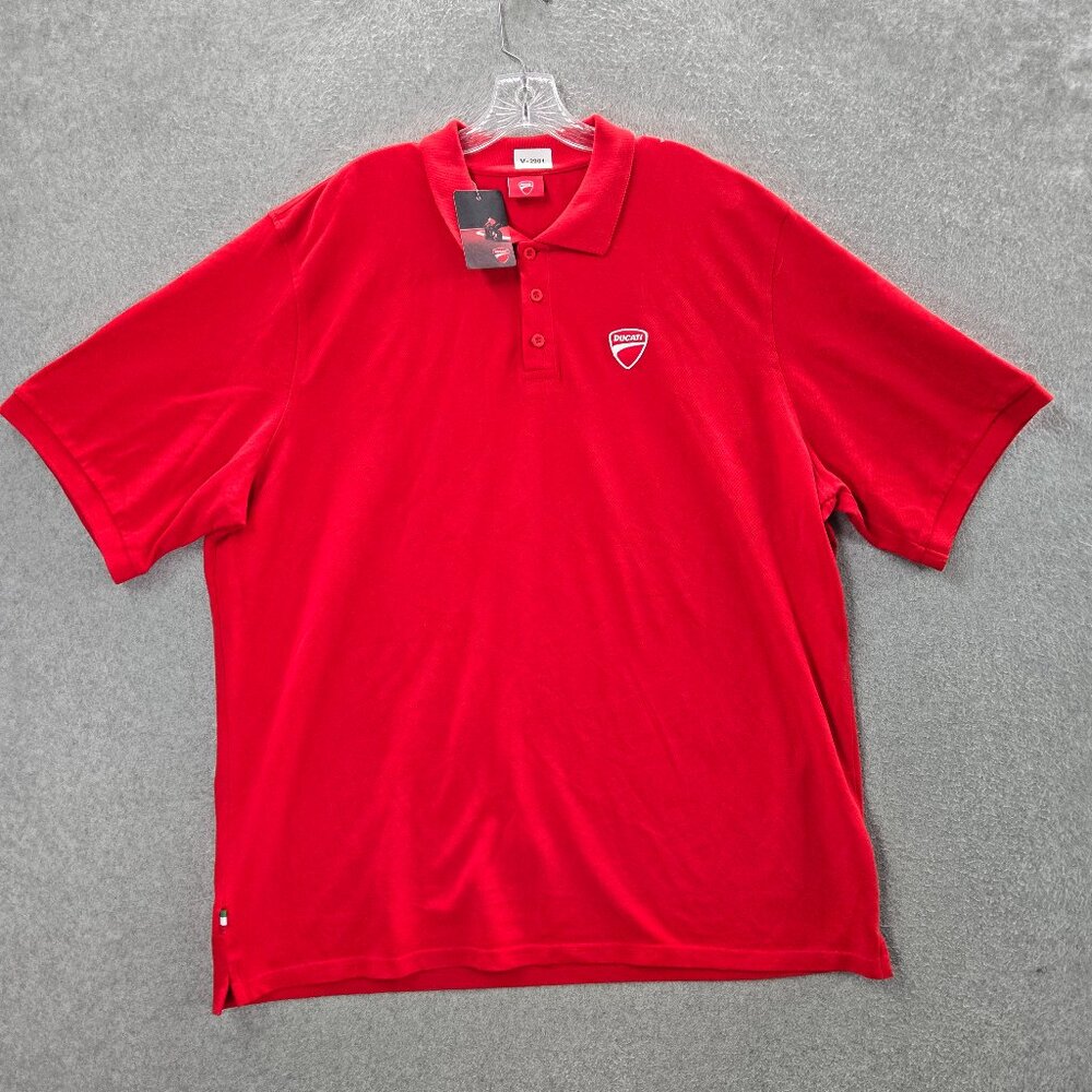 Ducati Men Polo Shirt 3XL Red Logo Embroidered Short‎ Sleeve NWT